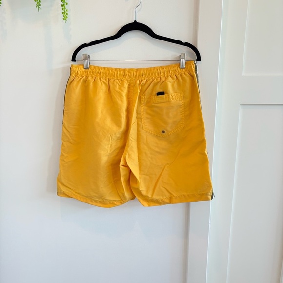Harrison&Taylor Vintage 90's Men's Yellow Swim Trunks Olive Green Stripe Size M - Picture 4 of 9